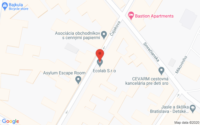 Google map: Čajakova 18, 811 05 Bratislava